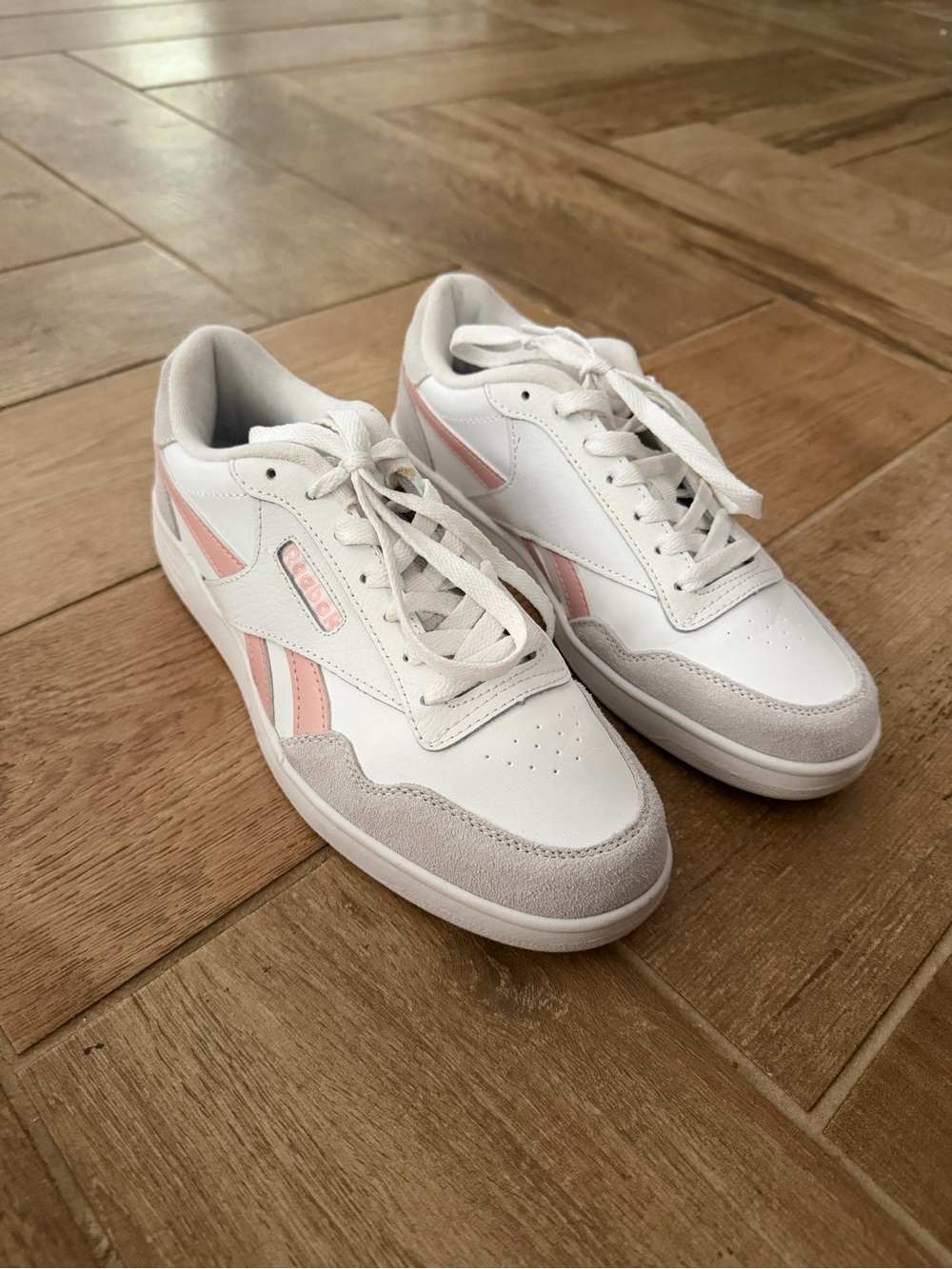 Reebok White Sneakers with Light Pink Accents